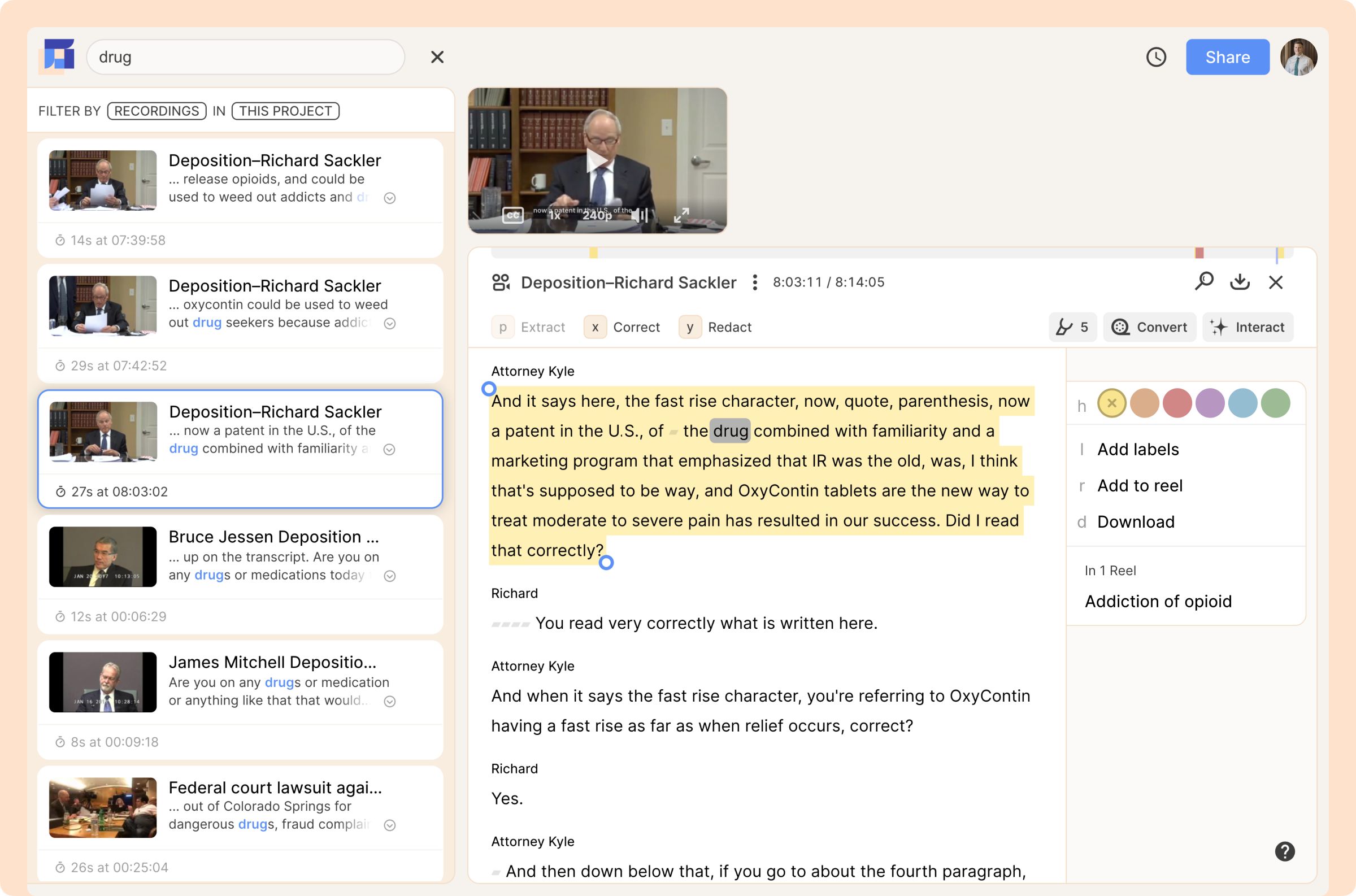 Reduct.Video Platform Screenshot